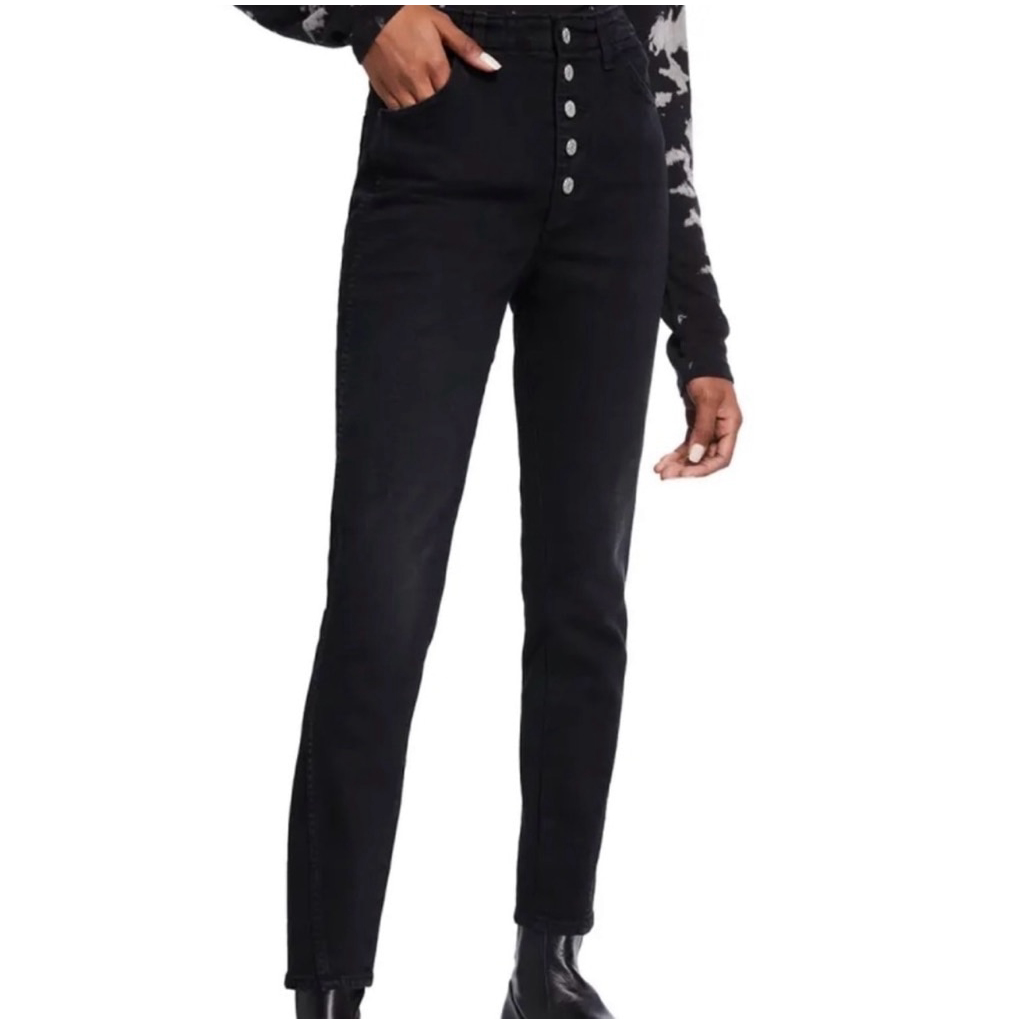 Nwt Amo Slim Dock Jeans High Rise Skinny Size 25 Black Magic
